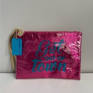 Flight 001 “Get out of Town” Glitter Wristlet Travel Pouch